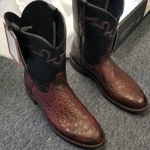 Lucchese Sunset Exotic Black Cherry Leather Boots